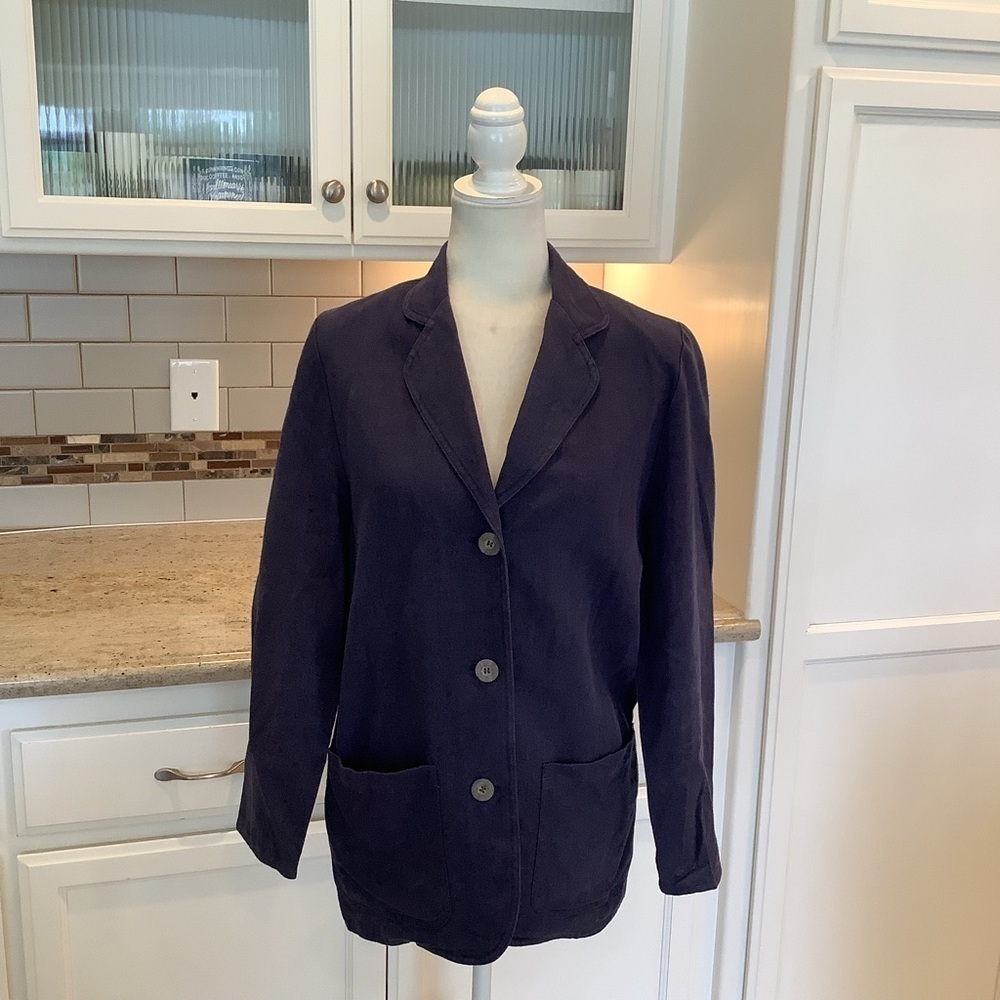 Vintage Marks & Spencer Linen Blend Women's Navy Blazer